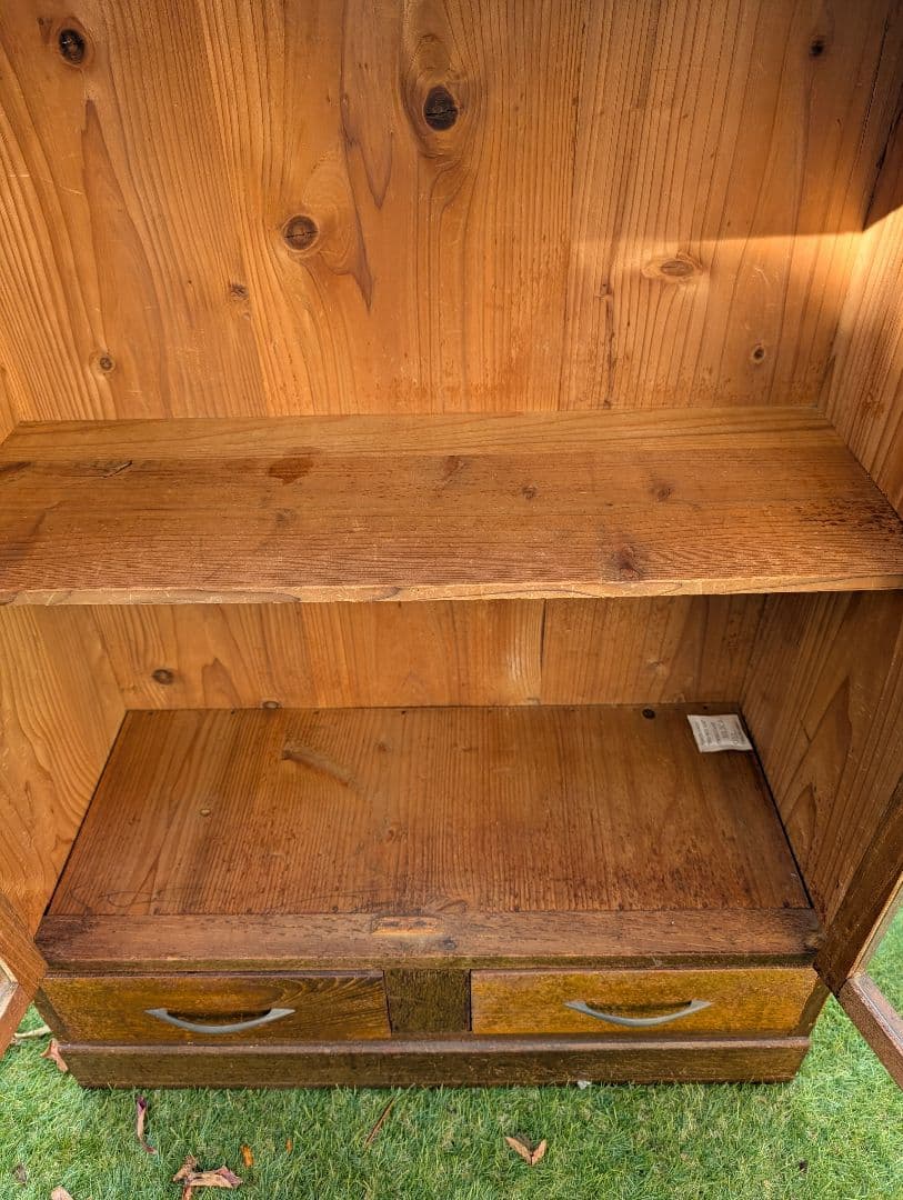 エ*ス様 昭和レトロ　アンティーク木製キャビネット ガラス扉付き　戸棚