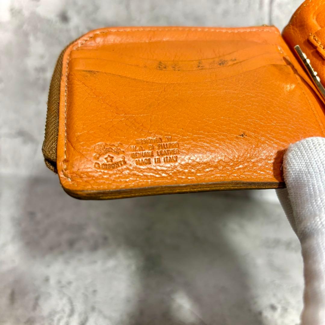 【マネークリップ！】イルビゾンテ ジップケース付 レザー 明茶 カード収納