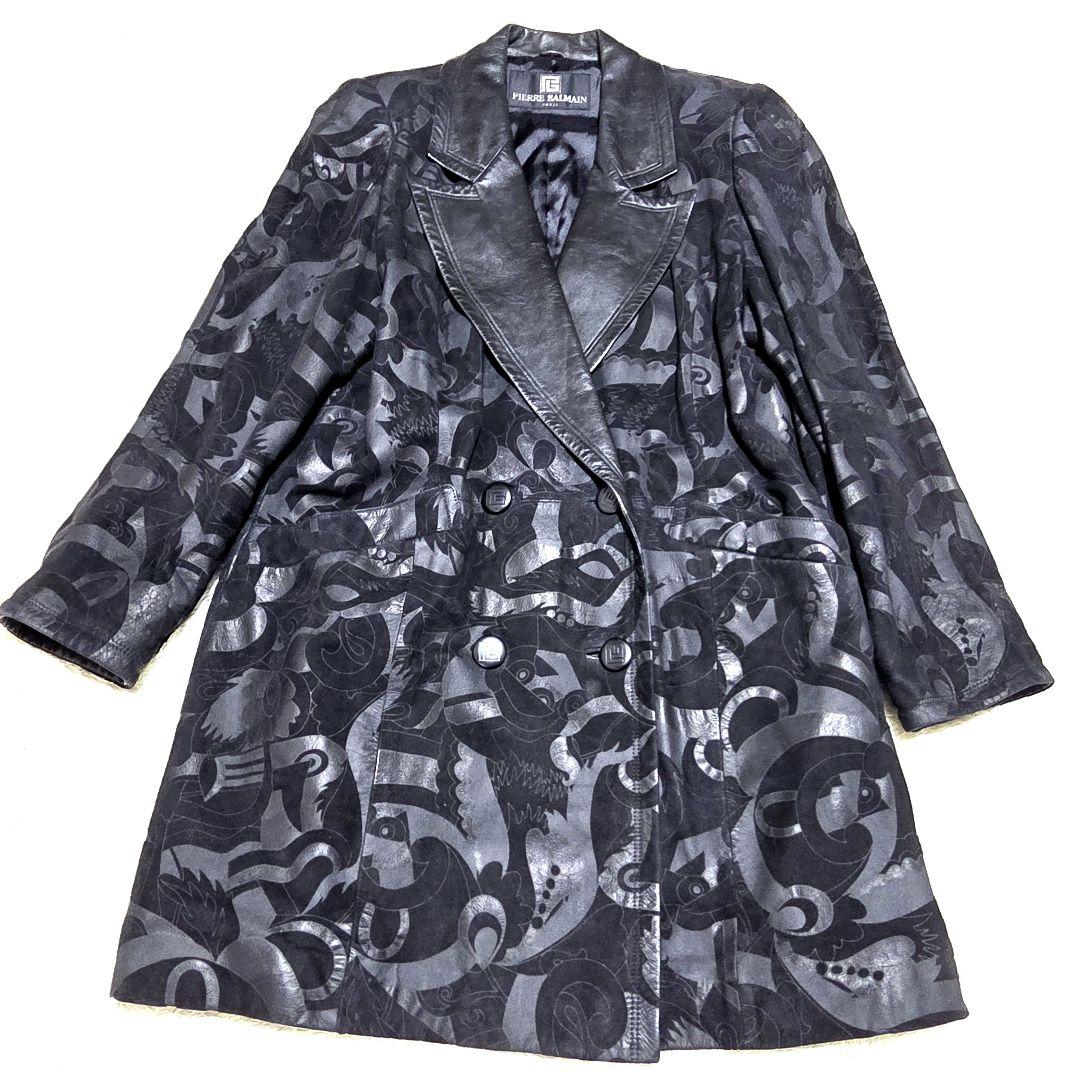 希少デザイン ピエールバルマン レザーコート 羊革 Free