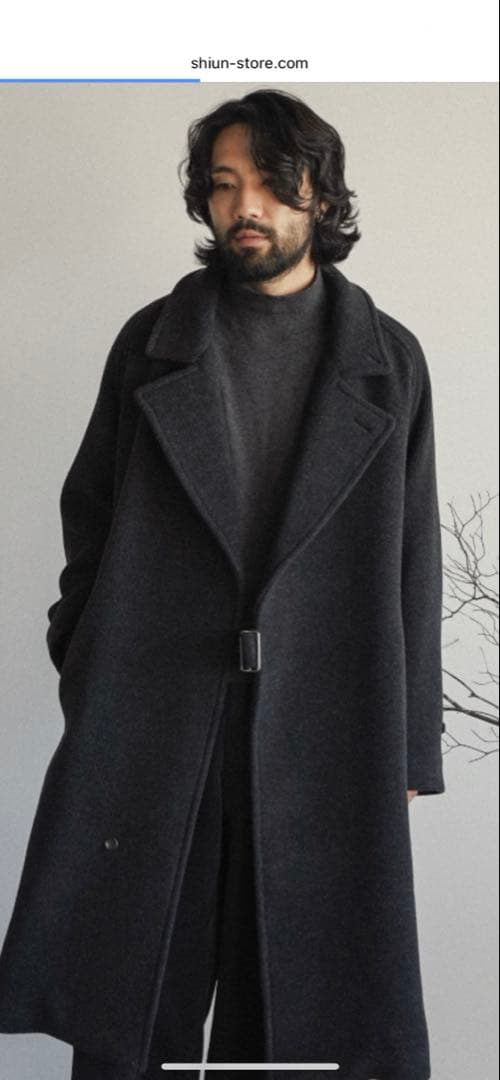 新品未使用Shiun TIELOCKENMELTONCOAT CHARCOA S