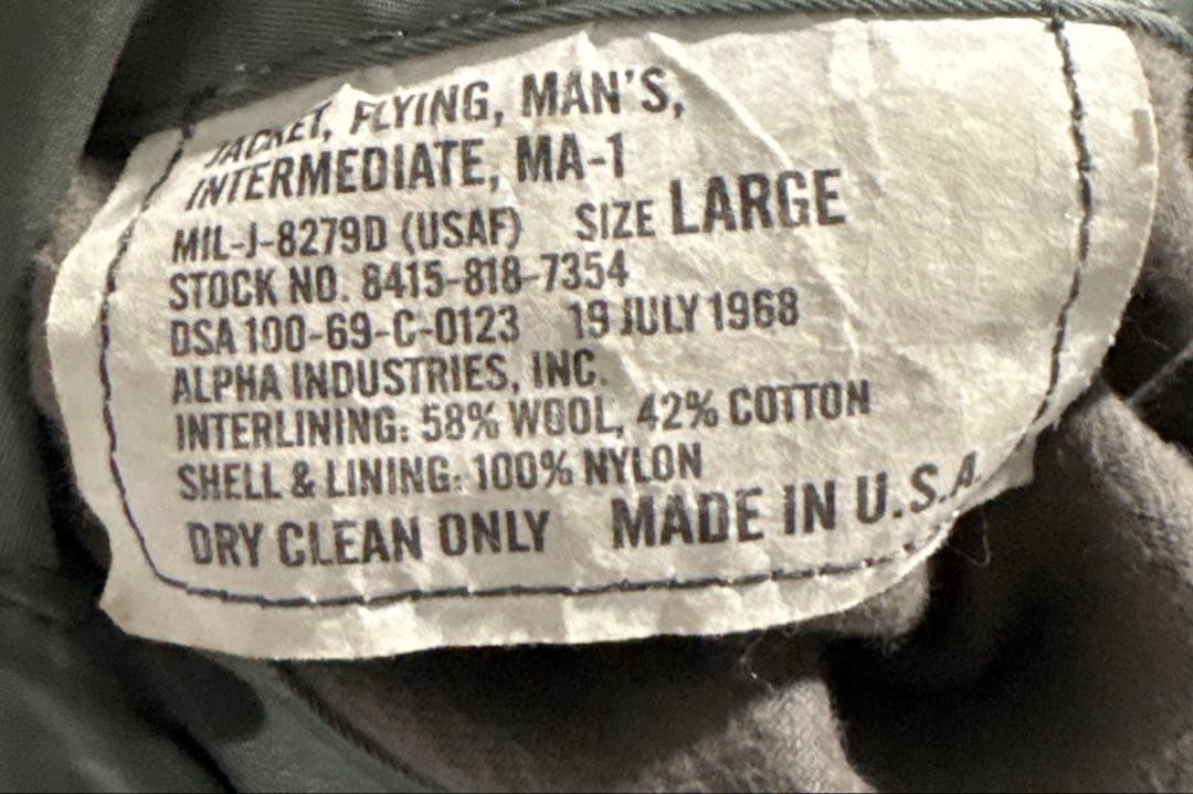 ジャケット・アウター vtg alpha ma-1 flight jacket scovill usa