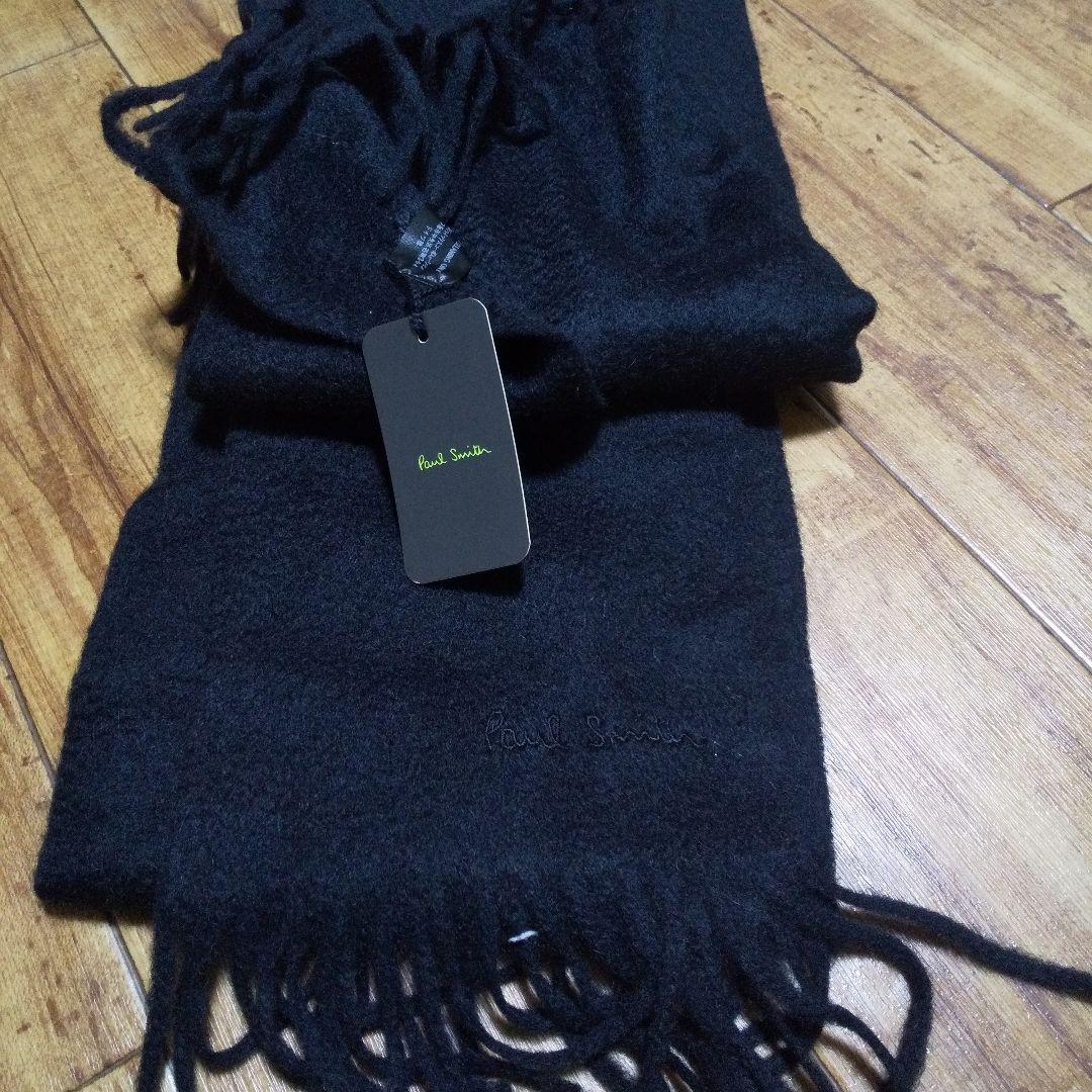 Paul Smith ブラック カシミヤ マフラー F