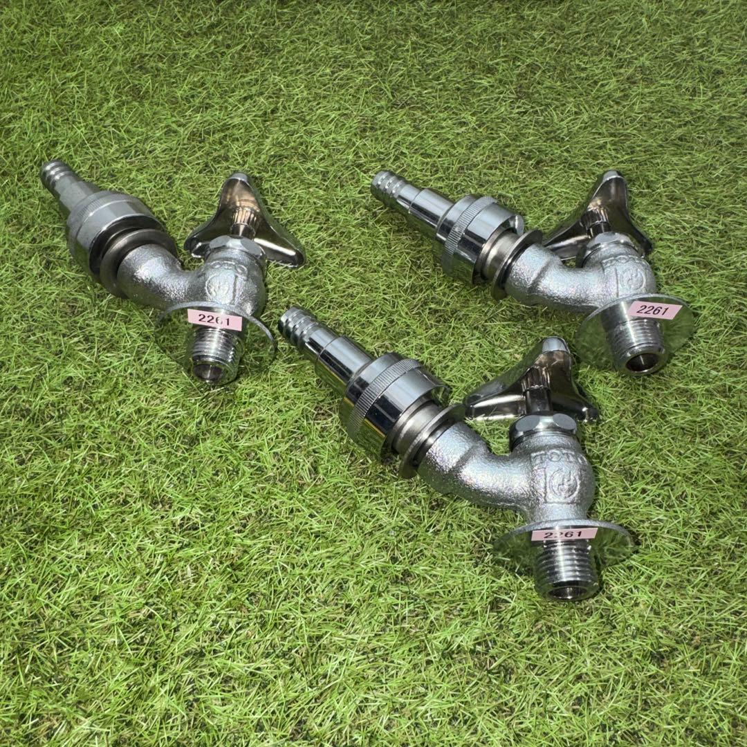 金属製シルバー蛇口 L字型散水用バルブ 3個セット［2261］