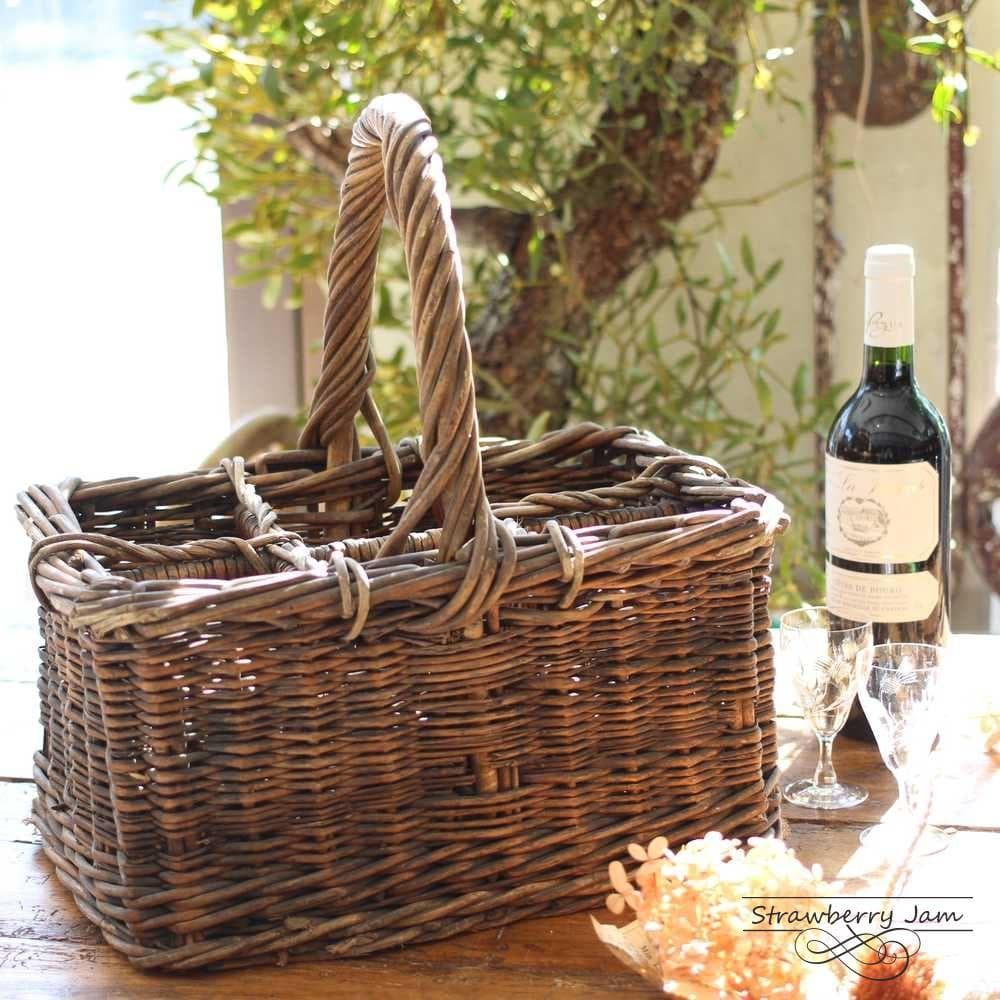 L3306-191 英国アンティーク バスケット ワインホルダー スリッパ