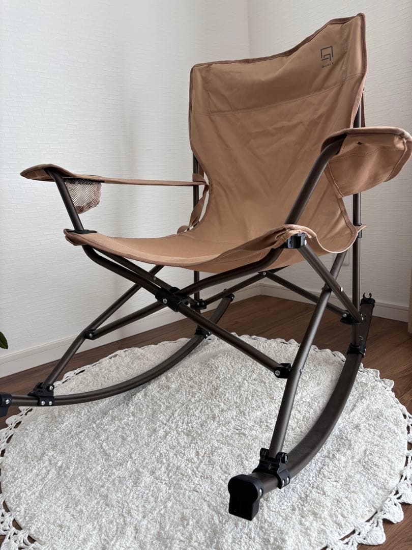 値下げ中！美品！Qualz OMC-268 折り畳みロッキングチェア ベージュ