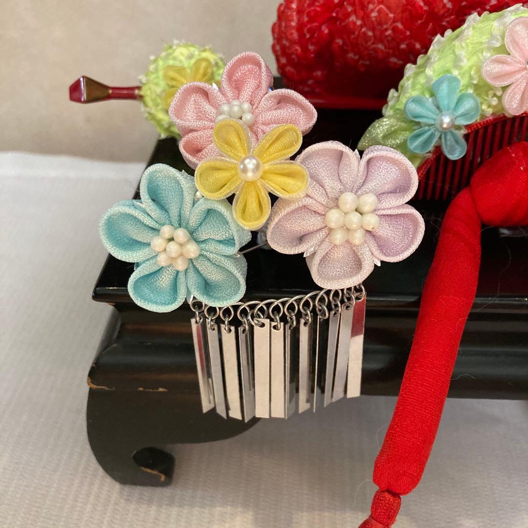 専用　七五三　小さめさん対応　夢色花櫛揃え　花簪　ビラ簪　Uピン簪　後挿し