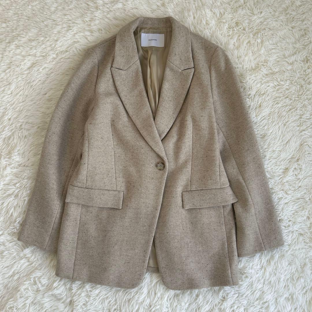 ✨美品✨フレームワーク シングルジャケットコート シルク混 ヘリンボーン