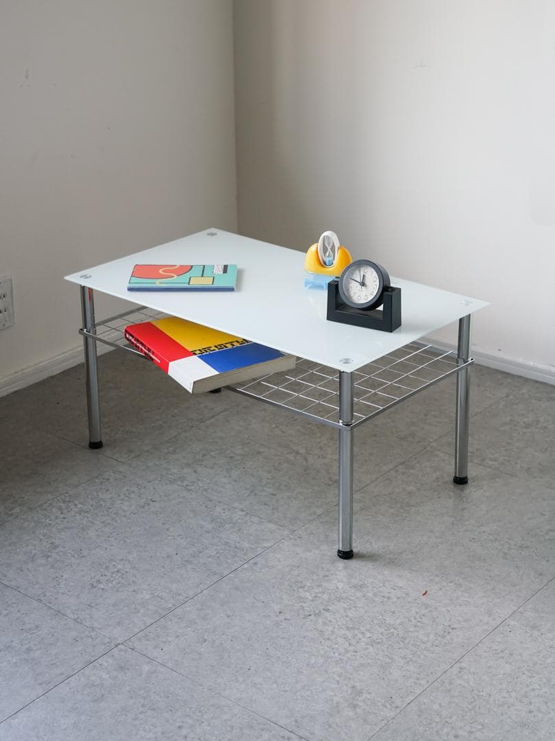 90's vintage ガラストップ ローテーブル レトロポップ モダン