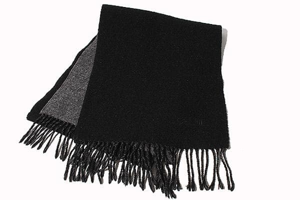 CELINE ワンポイントロゴ刺繍 羊毛 ウール マフラー Grey