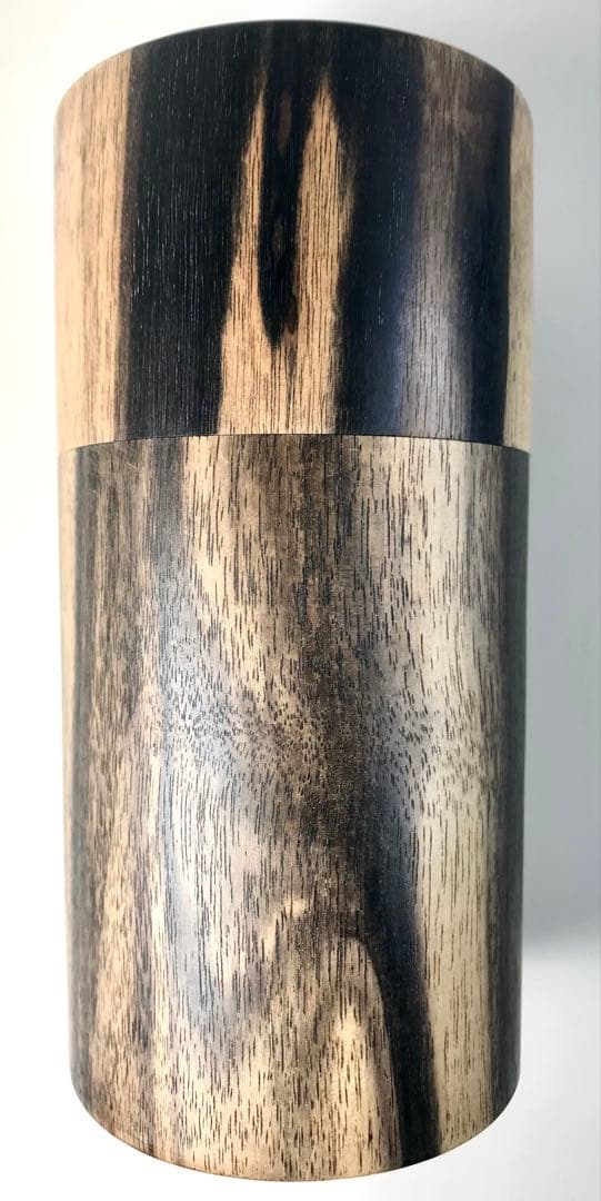 未使用 西羽製作 黒柿製 茶筒 煎茶道具 黒柿 古木造