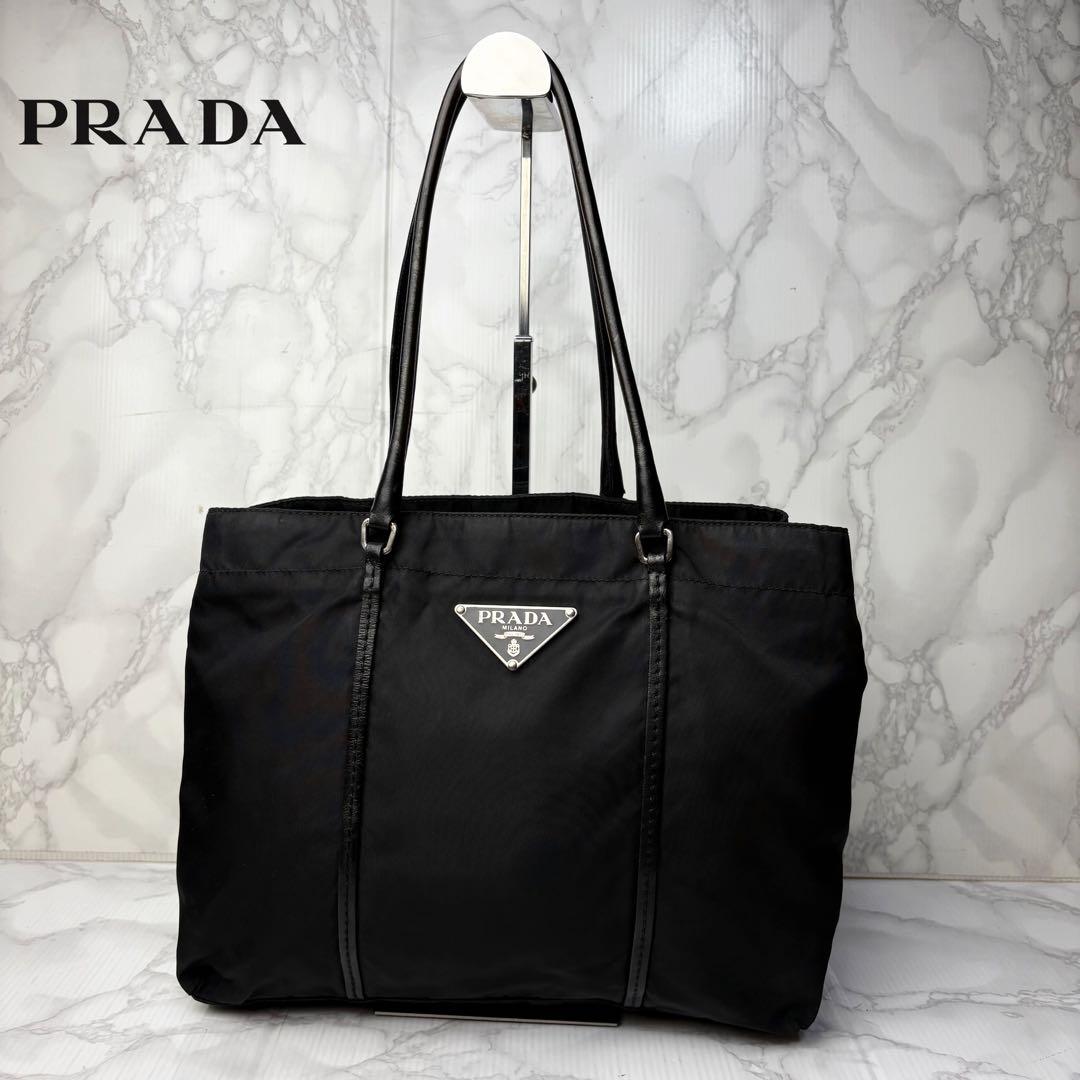 041 美品 PRADA ハンドバッグ トートバッグ 三室構造 黒 lt6