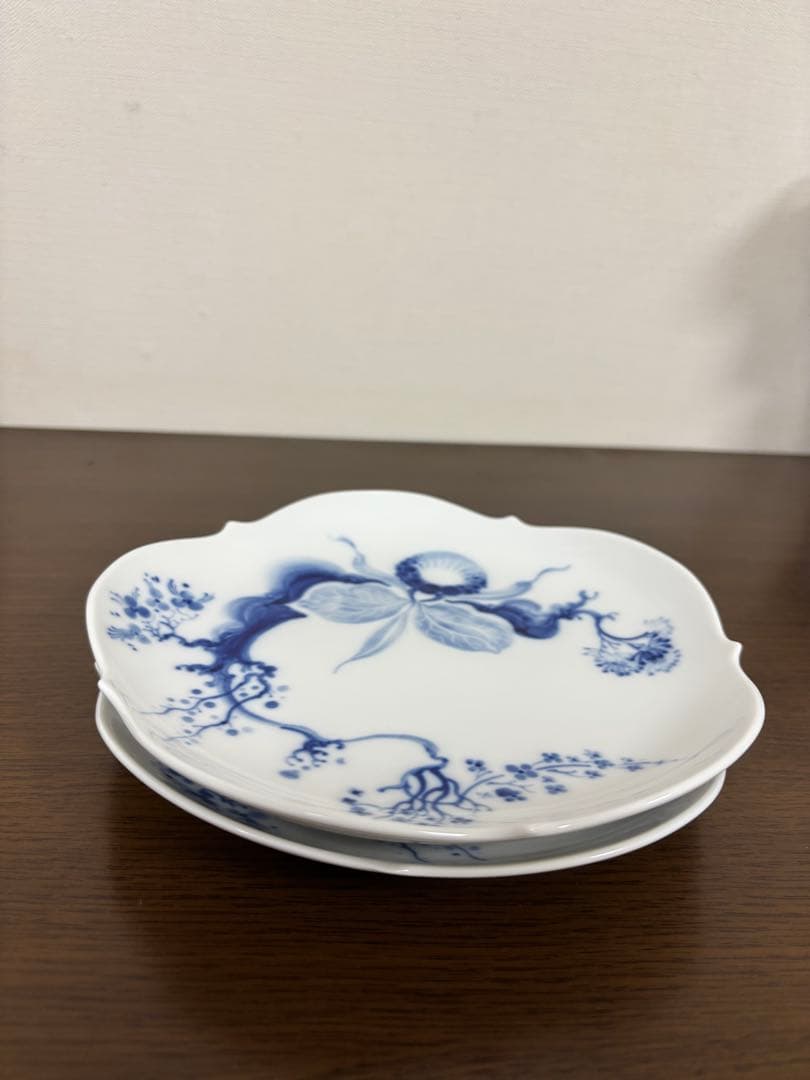 マイセンMEISSEN ★ブルーオーキッドケーキプレート 皿 2枚セット 美品
