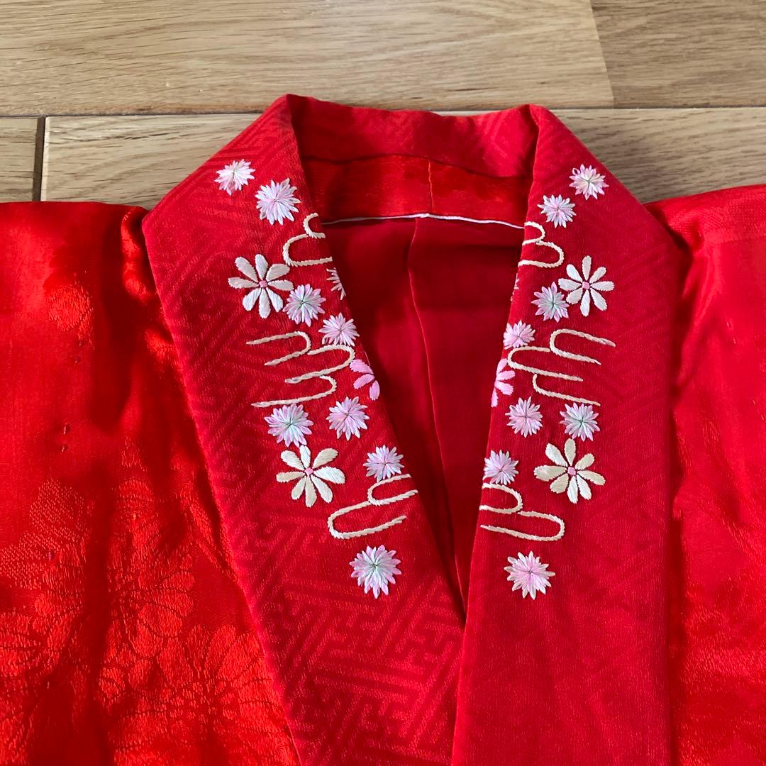 七五三　女の子　7歳向け　正絹　絞り入り　レトロ着物　セット