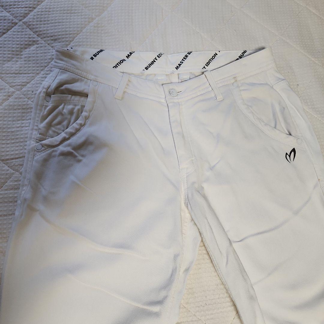 マスターバニー裏地は起毛　MBEロゴ付きホワイト暖パン