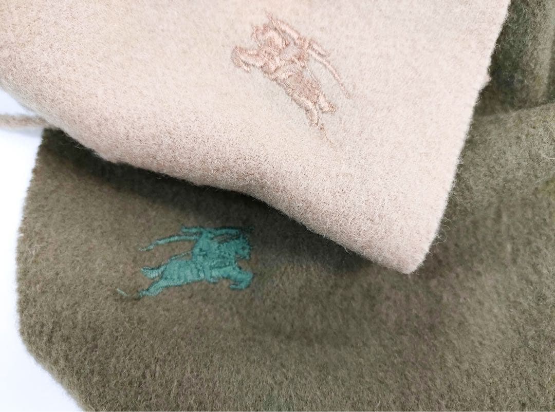 【極美品】BURBERRYバーバリー ラムウール100% マフラー無地2色セット