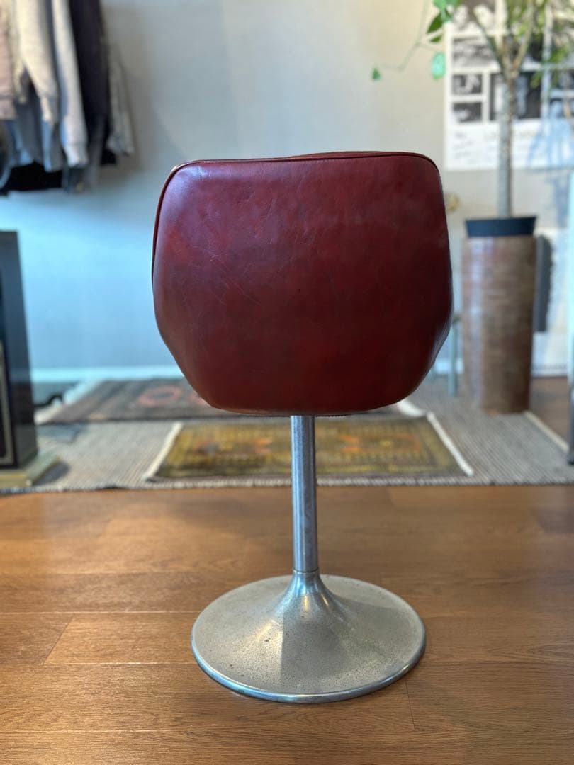 BARカウンターチェアバーガンディ 回転 スツール椅子