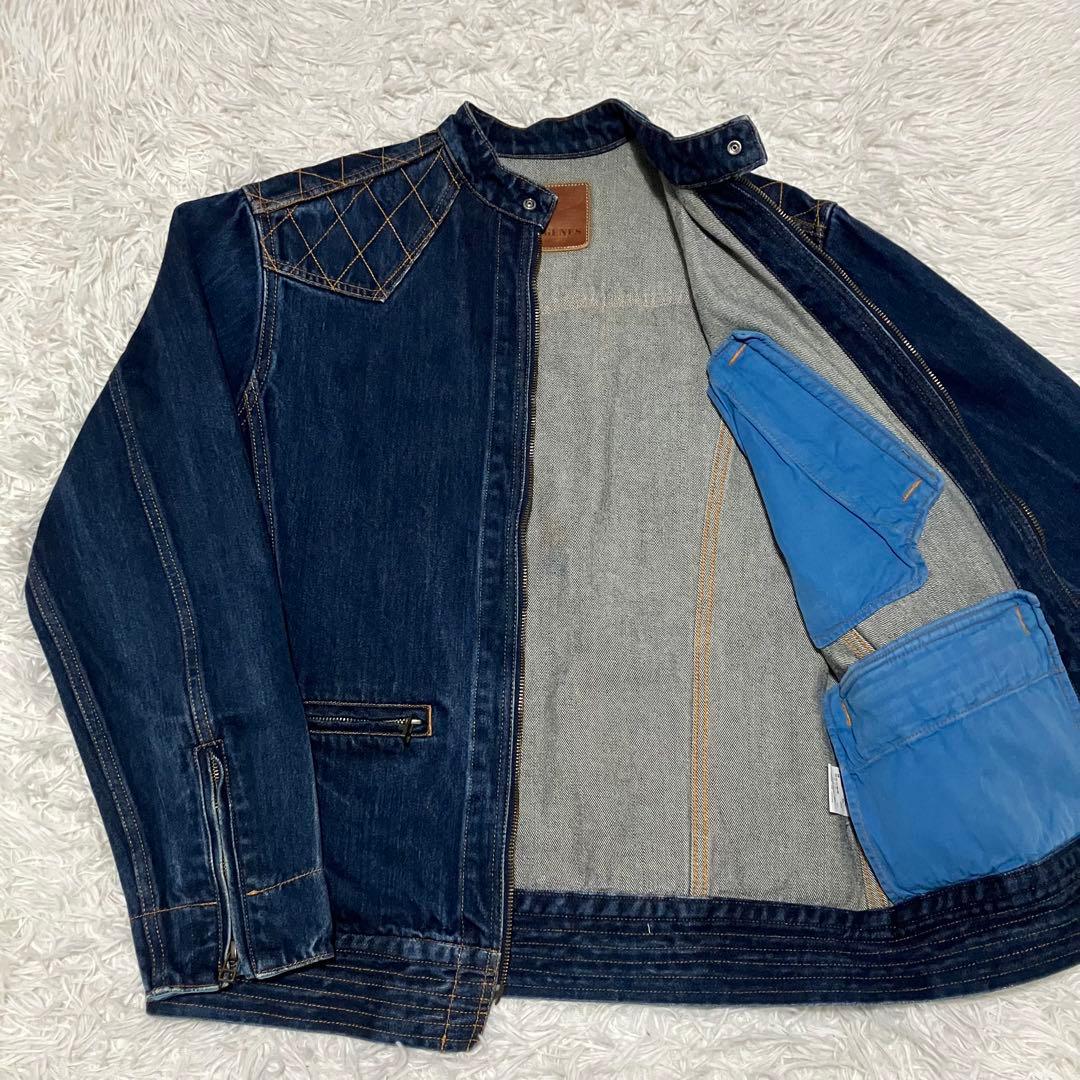 児島ジーンズ デニムジャケット シングルライダースジャケット XLサイズ