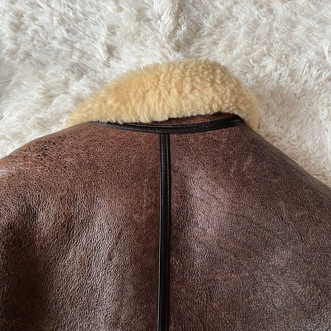 Bー3ラムレザー 本革フライトボアムートンジャケットブラウン90'00'