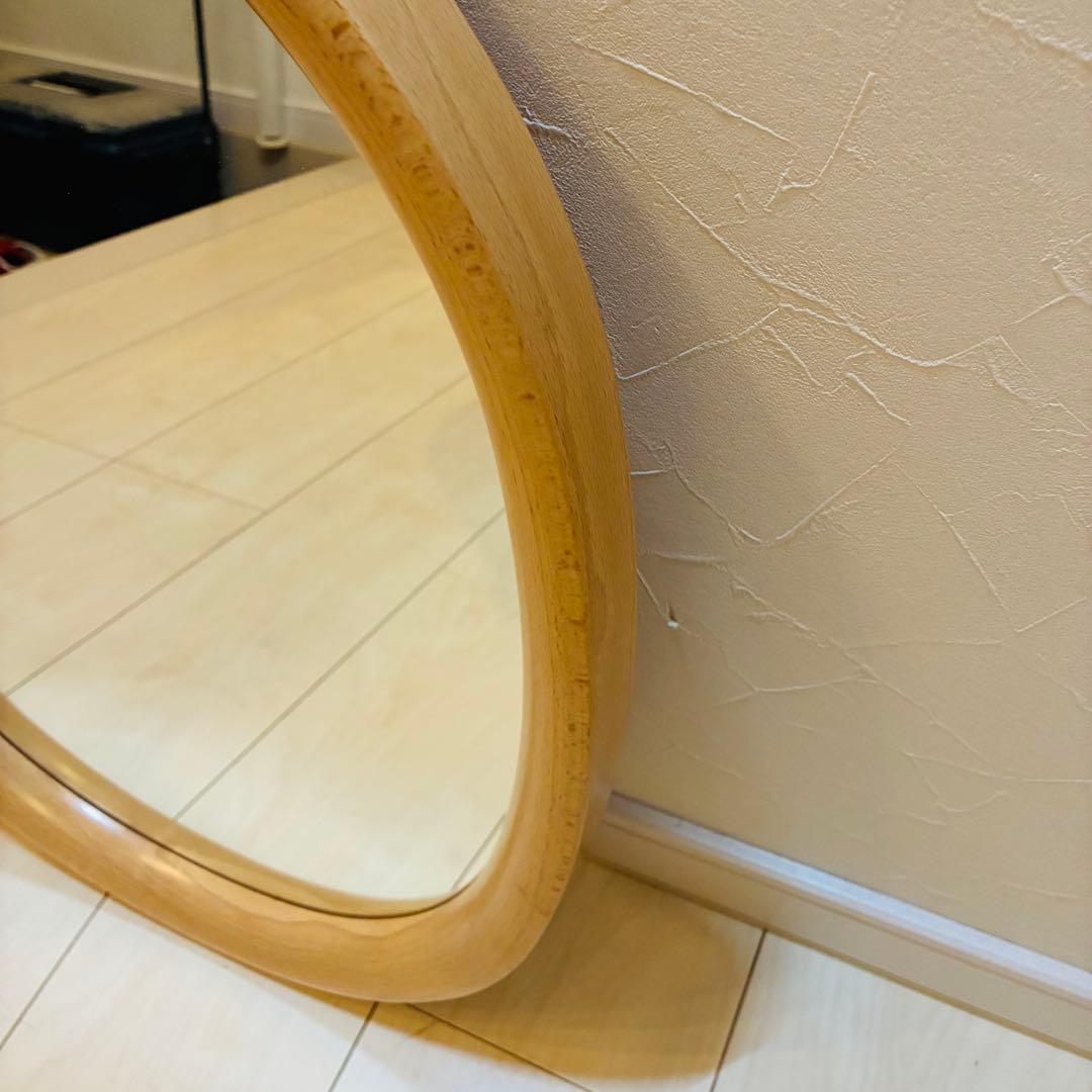 【極美品】秋田木工 白木 ウォールミラー　壁掛け鏡