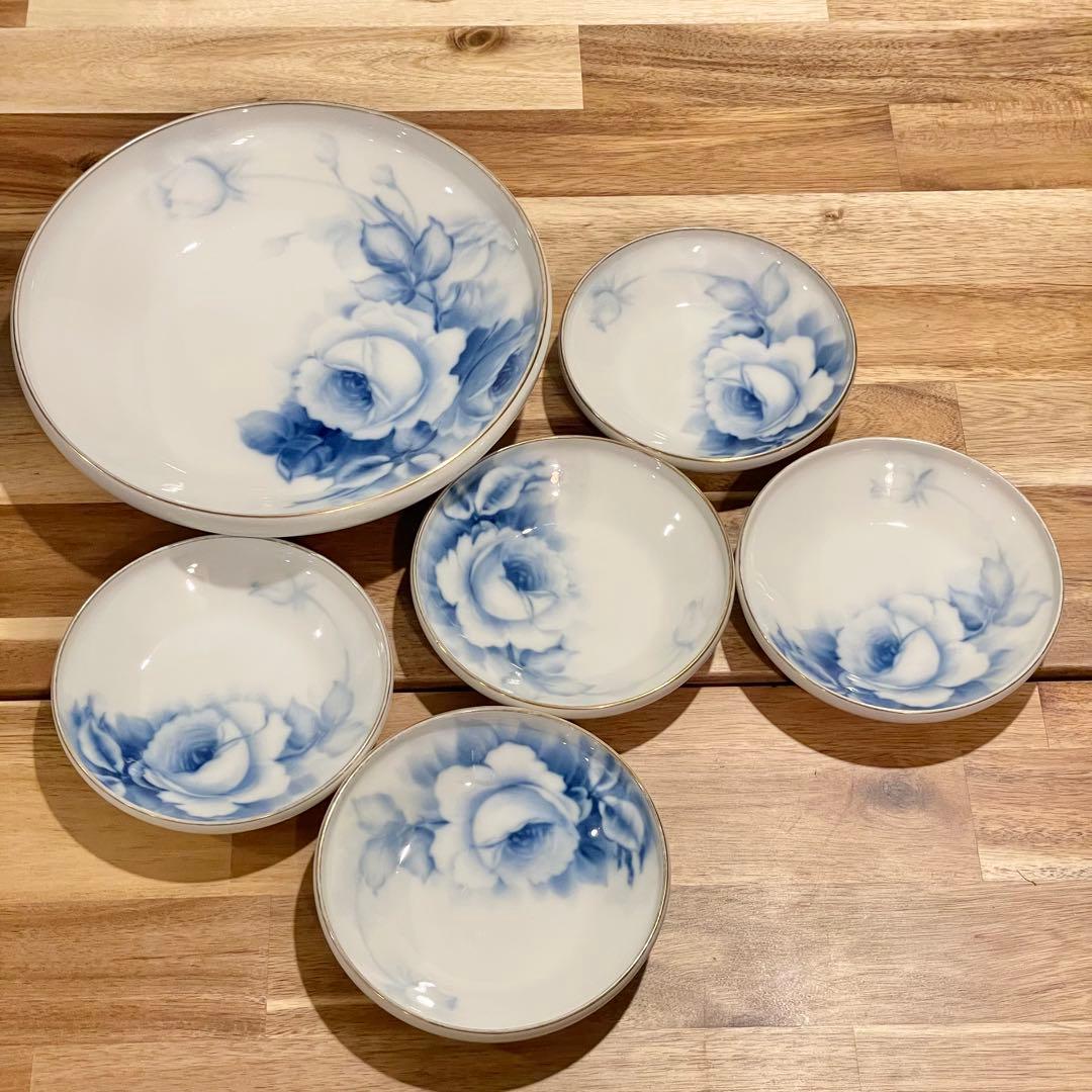 東洋陶器会社　ブルーローズ　大小6枚セット　食器