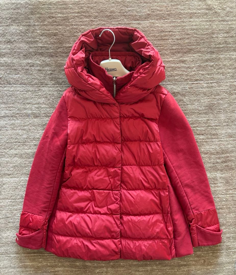 ら*中様 ヘルノ HERNO レッド ダウンジャケット ポーラテック