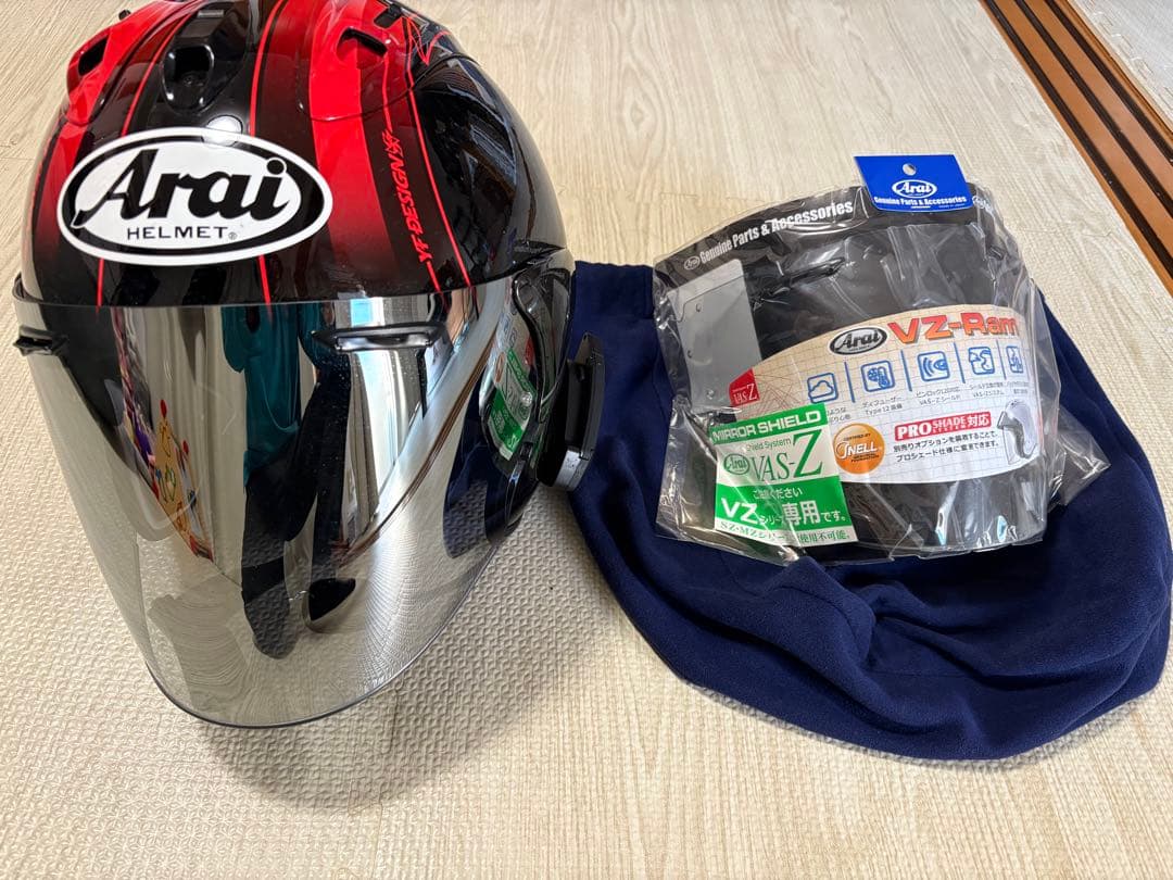 Arai VZ-RAM ジェットヘルメット ブラック/レッド　SENA30k