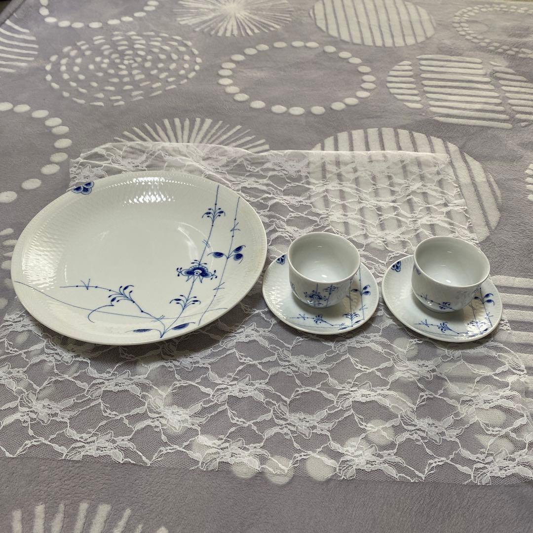 未使用自宅保管品ロイヤルコペンハーゲンブルーパルメッテ湯呑み2客プレート26cm