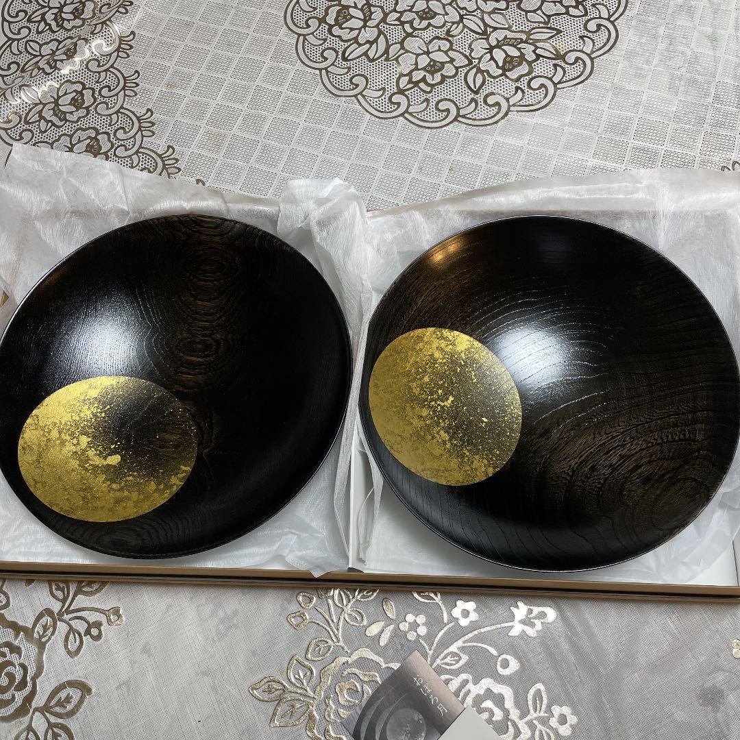 箔一　おぼろ月　8寸2個セット　漆