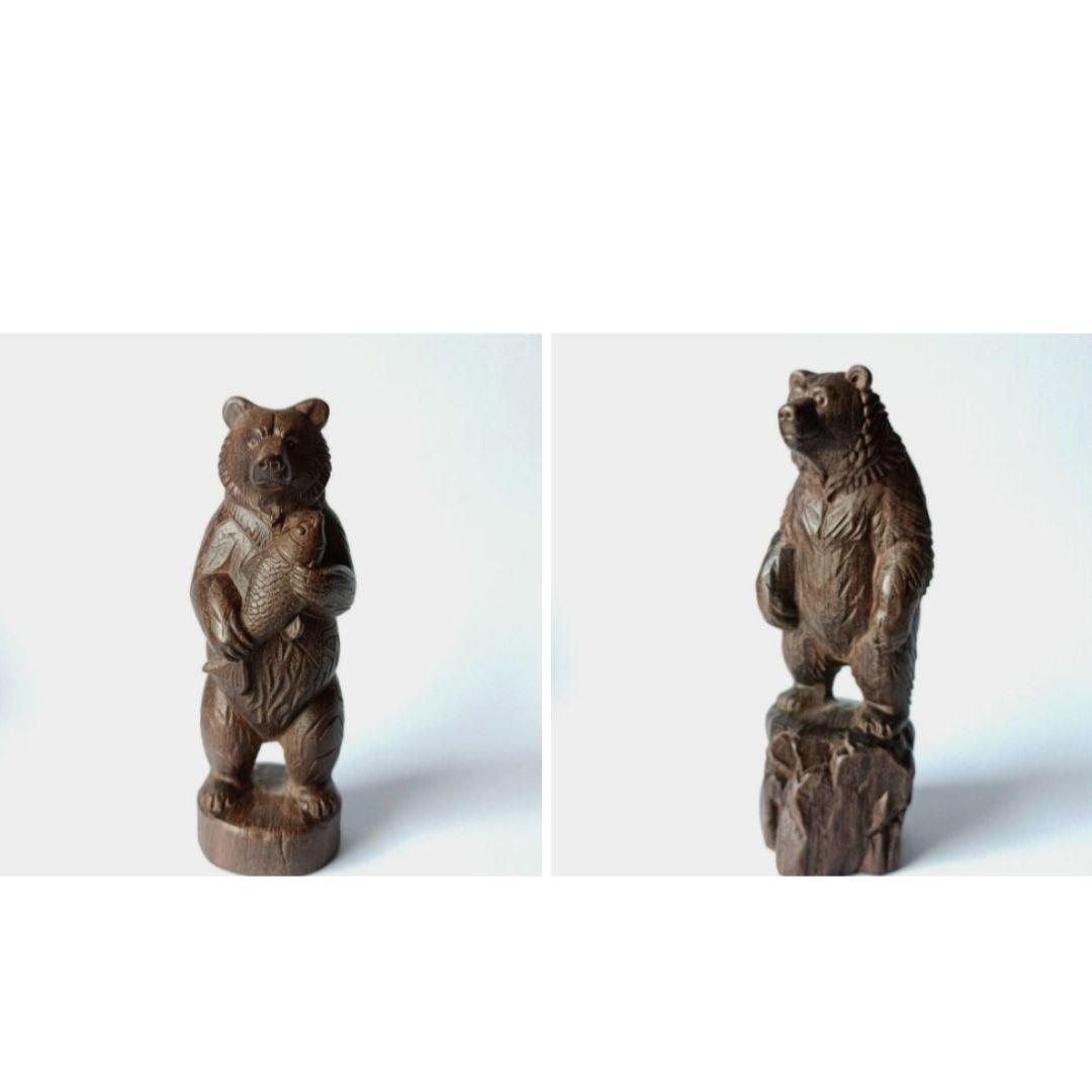 4030様 2点 まとめ商品　熊　木彫り　置物　木製