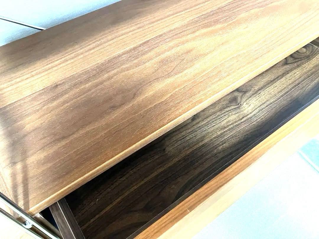 無印良品　ウォルナット　ウッドメタルオープンシェルフ 2段引き出し付き