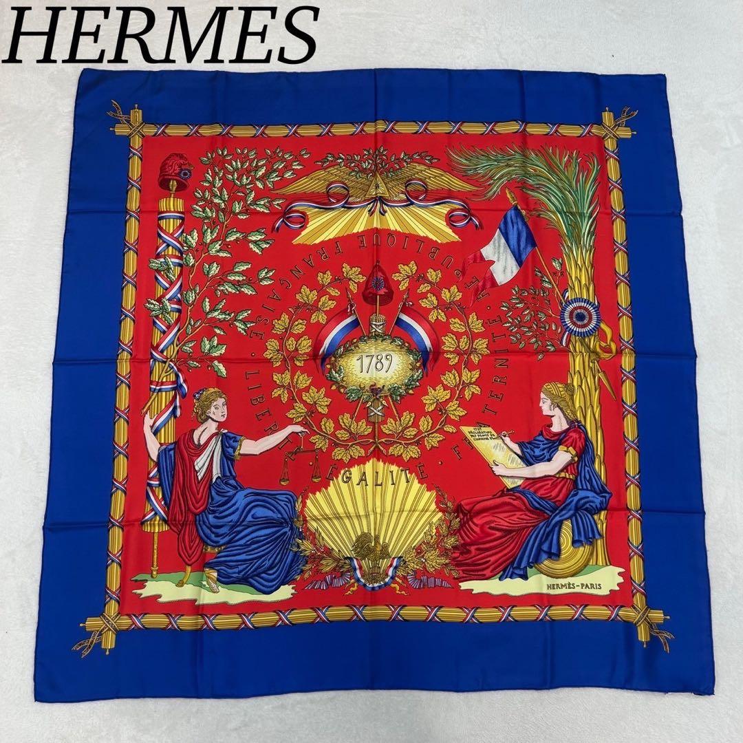 J333 新品未使用 エルメス スカーフ ブルー レディース