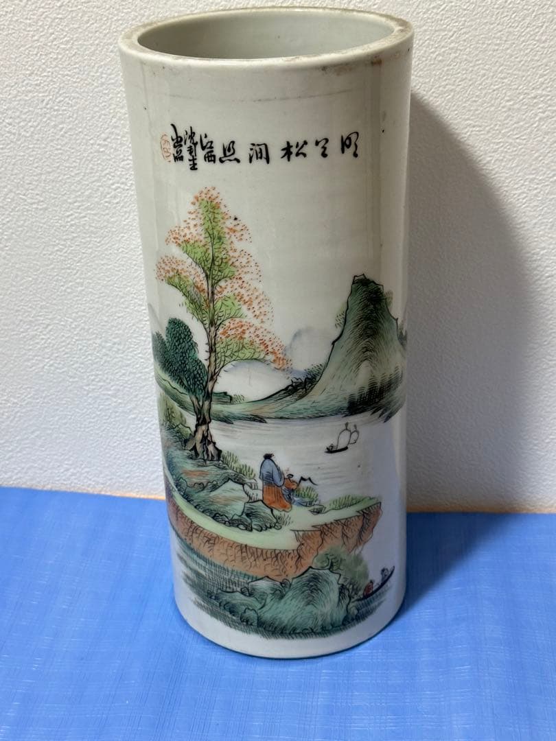 風景画 時代花瓶 中国骨董