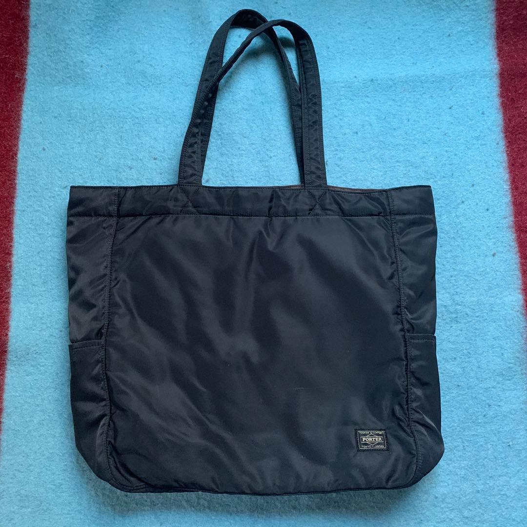 PORTER クリーム　ブラック ブラウン　トートバッグ　ナイロン