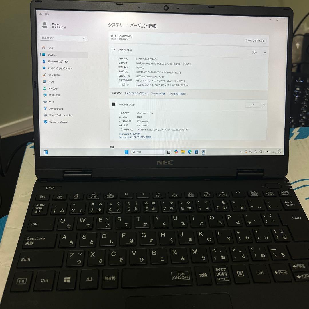 NEC VJ4 フルHD ノートPC