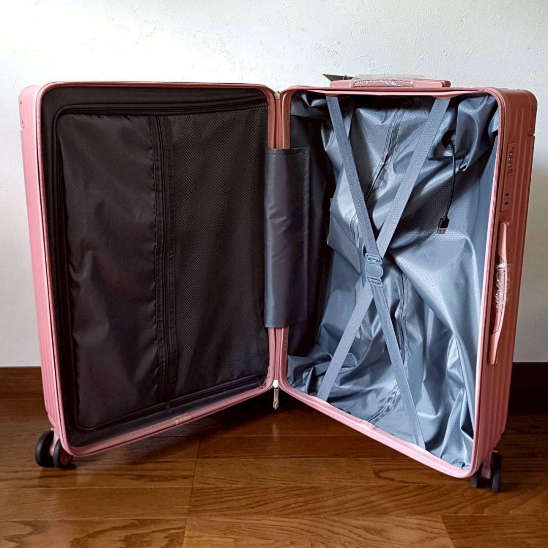 キャリーケース　M　機内持ち込み　ピンク　65L　USBポート　TSAロック