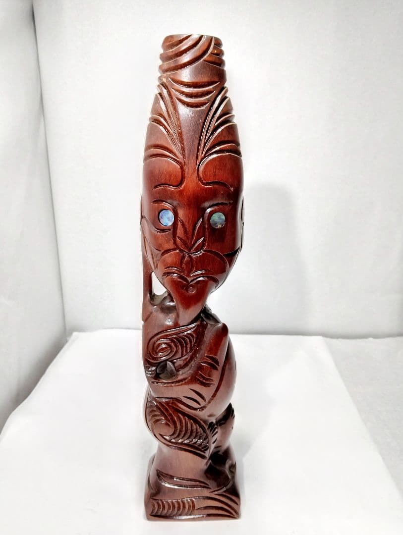 木製トライバルアート彫刻 約42cm