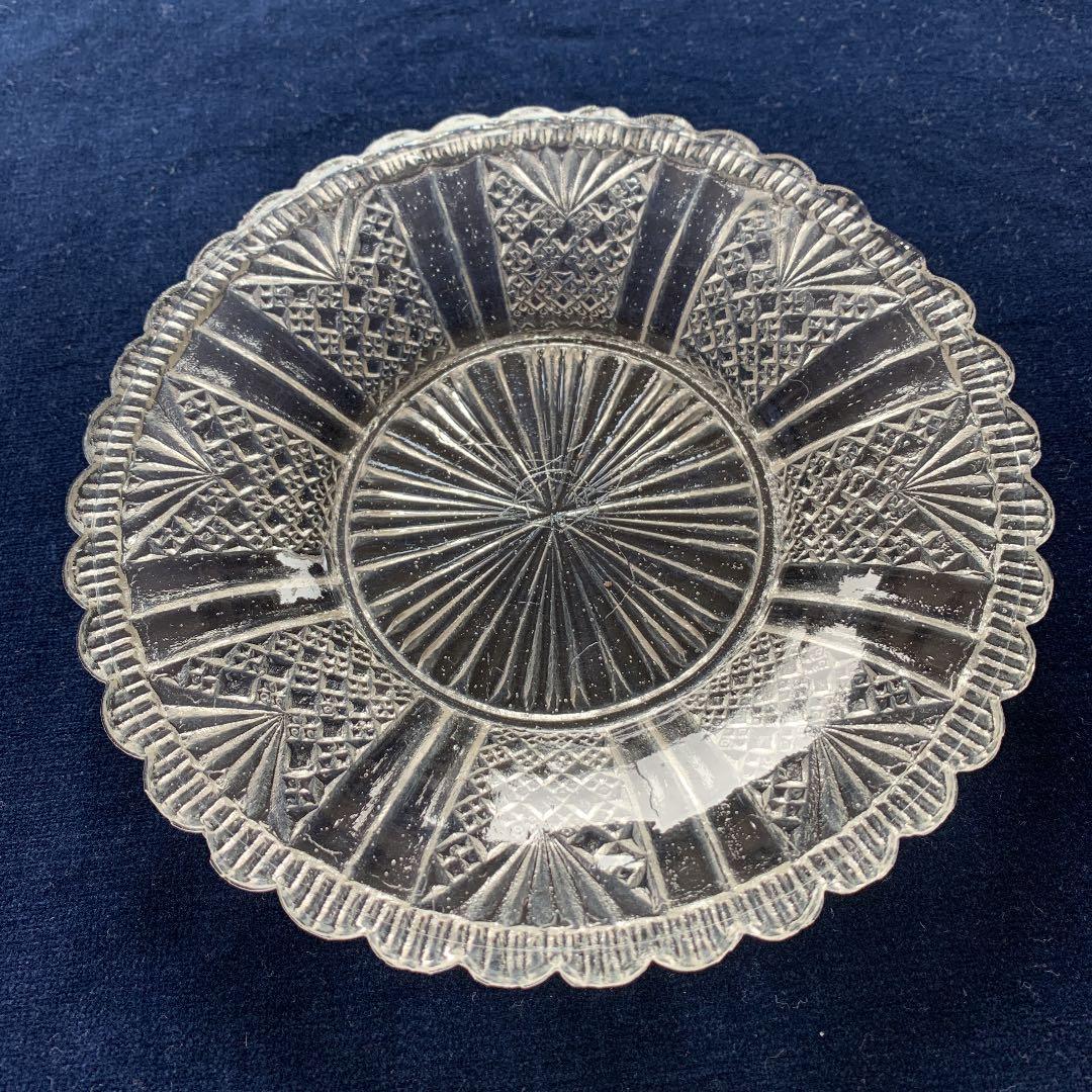 アンティークプレスガラス　プレート
