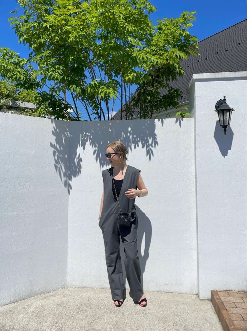 St.cecilia Vネックサロペット　グレー