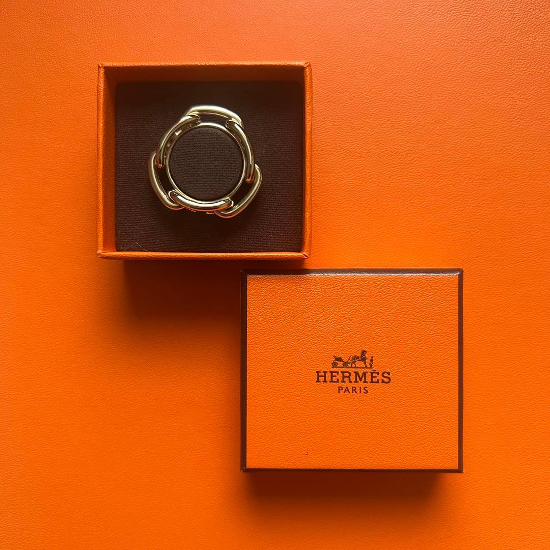 美品 HERMES シェーヌダンクル スカーフリング ゴールド エルメス 金