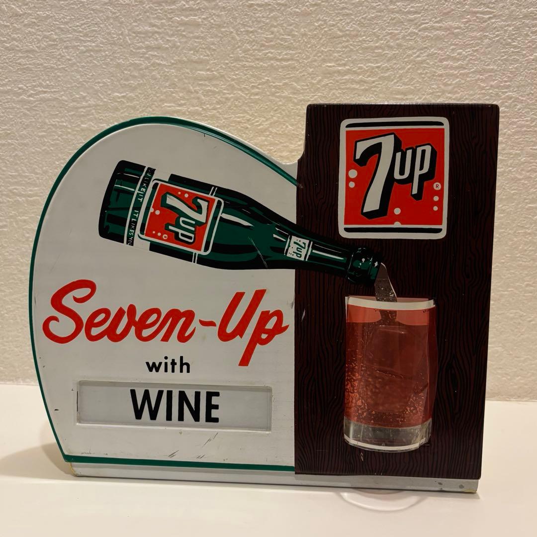 【7UPセブンアップWINE】動くライトヴィンテージ看板※ジャンク品