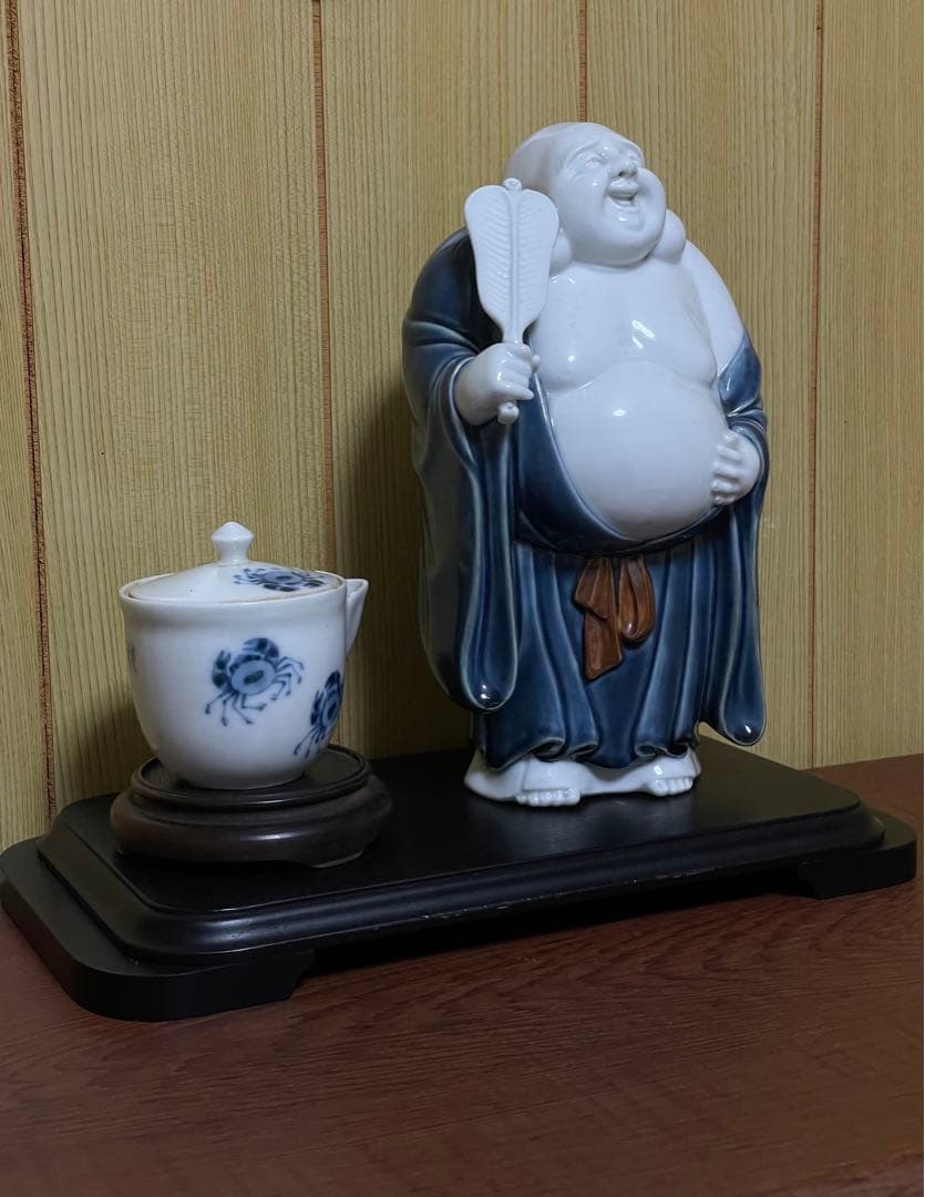 十二代 酒井田柿右衛門　染付　布袋　置物　床置　高22cm