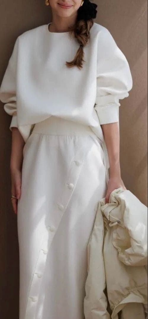 poisポワ / button line skirt ホワイト M