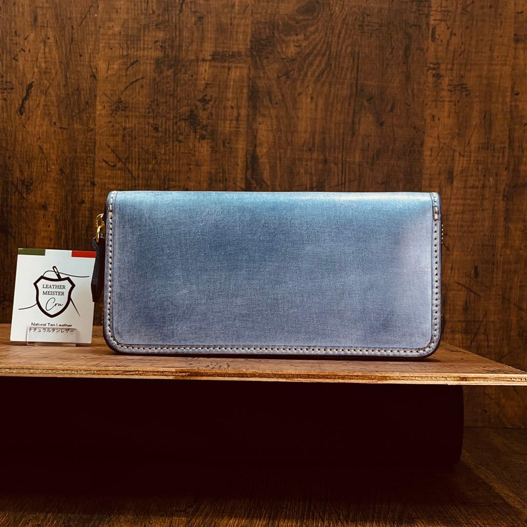 長財布 本革 ブライドルレザー ラウンドファスナー メンズ ヌメ革 手染め