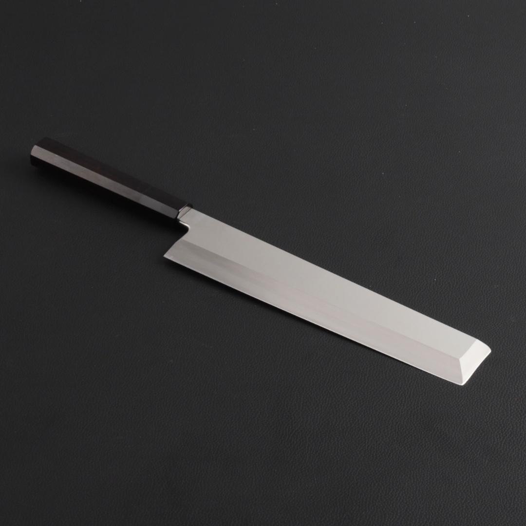 8870 角型薄刃包丁 8寸 刃は究極の切れ味 刺身包丁 黒檀黒水牛角八角柄