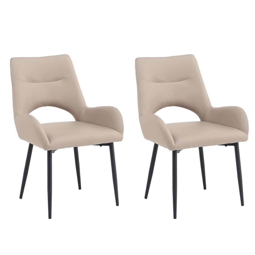 【2脚】ダイニングチェア 2脚セット対応 肘付き PU ハーフアーム 椅子