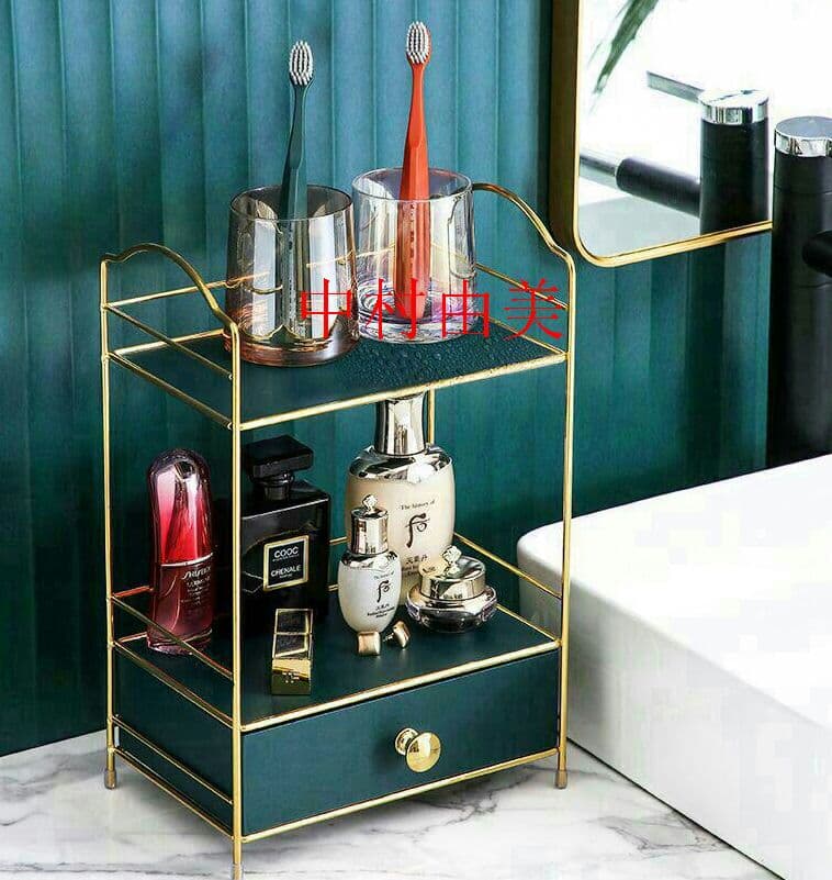 dトイレ化粧品収納ケース鉄芸デスクトップ多層スキンケア香水化粧台引き出し式棚