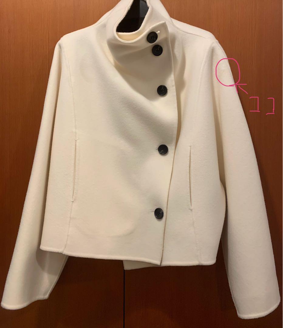 anuans スタンドネックリバーショートコート ホワイト