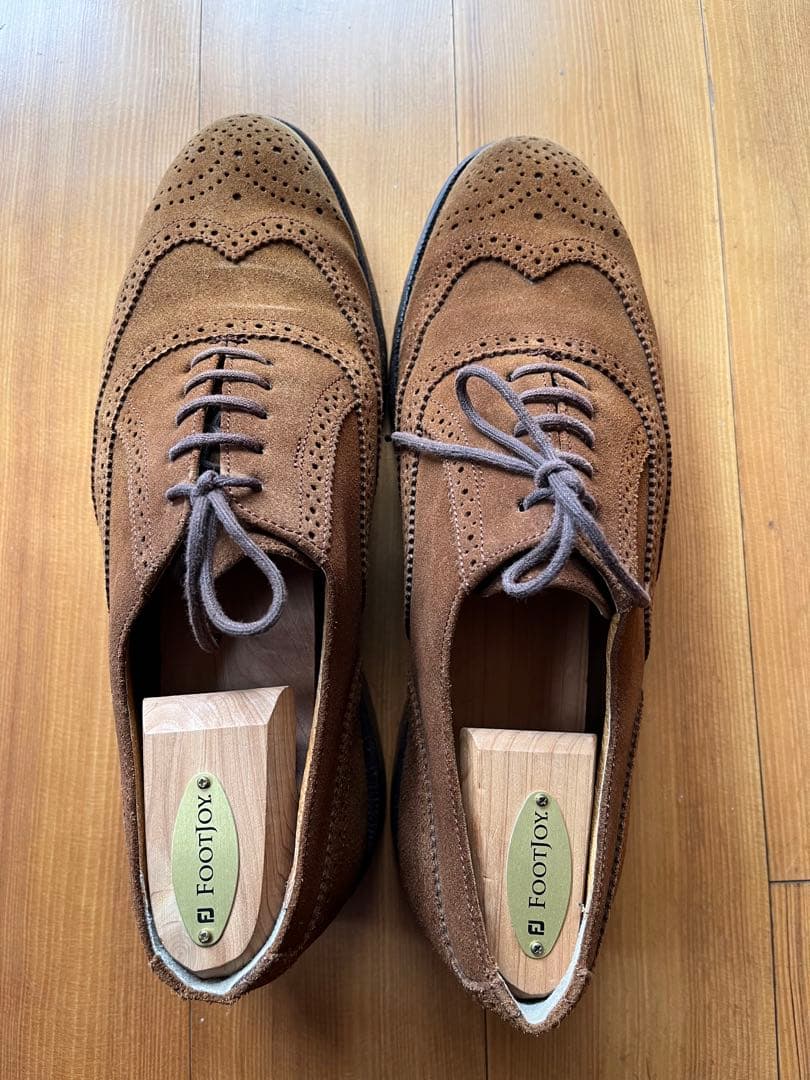 貴重★J's高級スエードゴルフシューズ(茶)、革底、26.0cm