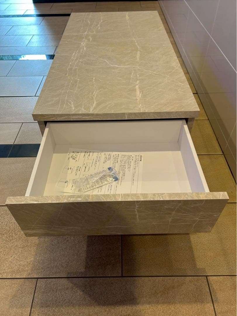 LOWYA センターテーブル ストーン調 120x60(長方形)ホワイト