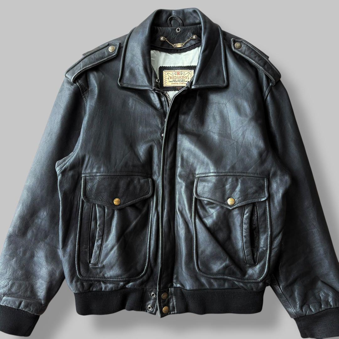 【masa様】REDSKINS レザーフライトジャケット A-2 本革 黒 L
